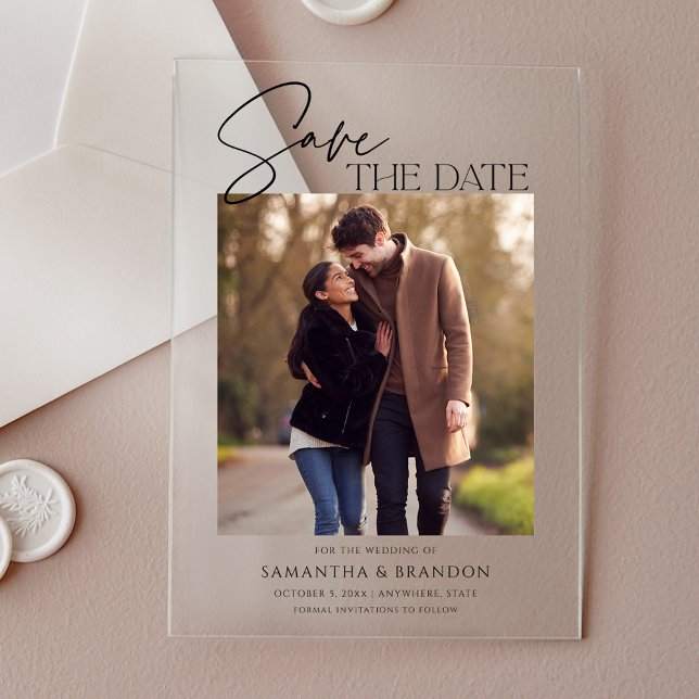 Elegant Minimalist Photo Save the Date Acryleinladungen (Von Creator hochgeladen)