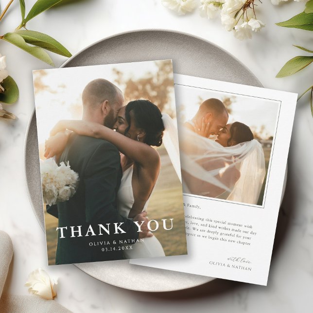 Elegant Minimalist Photo Wedding Dankeskarte (Von Creator hochgeladen)