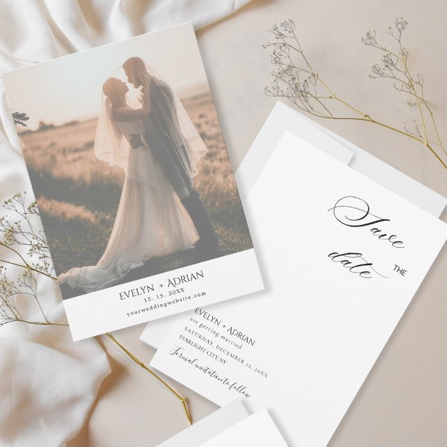 Elegant Minimalist Photo wedding Save The Date  (Von Creator hochgeladen)