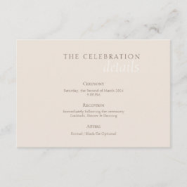 Elegant Minimalist Sand Warm Taupe Wedding Begleitkarte