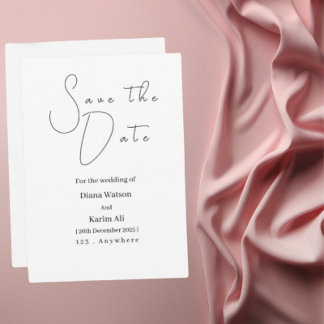 Elegant Minimalist Save the Date (Black & White) Einladung