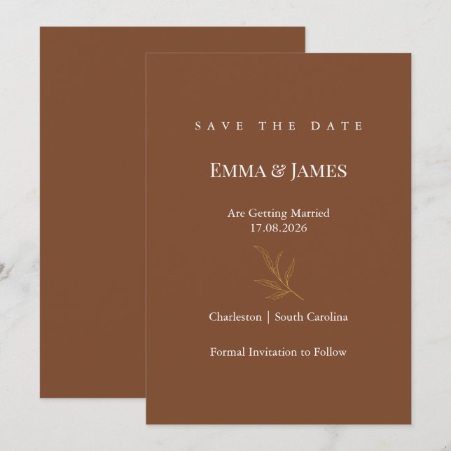 Elegant Minimalist Save the Date Card | Modern (Vorne/Hinten)
