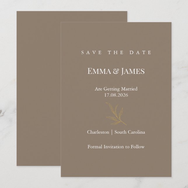 Elegant Minimalist Save the Date Card | Modern (Vorne/Hinten)