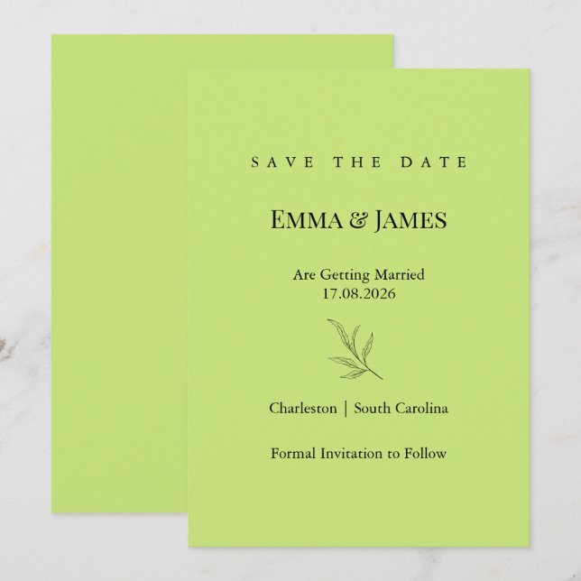 Elegant Minimalist Save the Date Card | Modern (Vorne/Hinten)