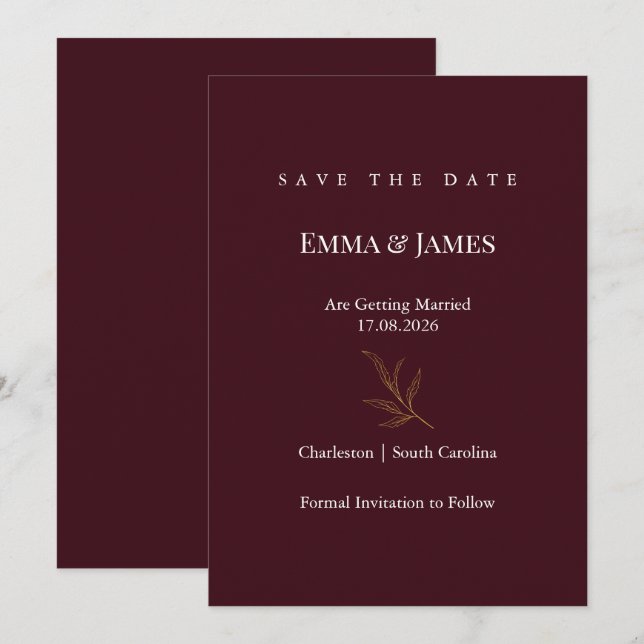 Elegant Minimalist Save the Date Card | Modern (Vorne/Hinten)
