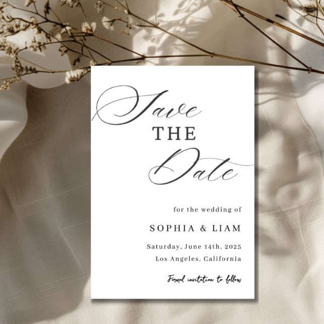 Elegant Minimalist Script Save the Date Card (Von Creator hochgeladen)