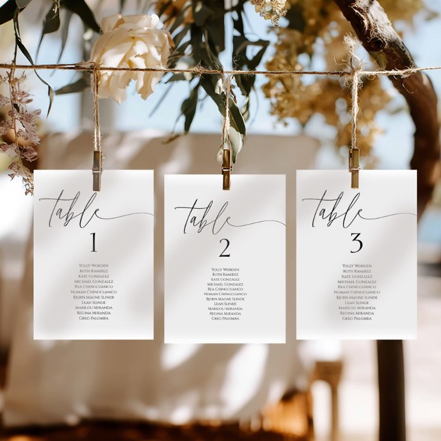 Elegant minimalist table number seating chart card (Von Creator hochgeladen)
