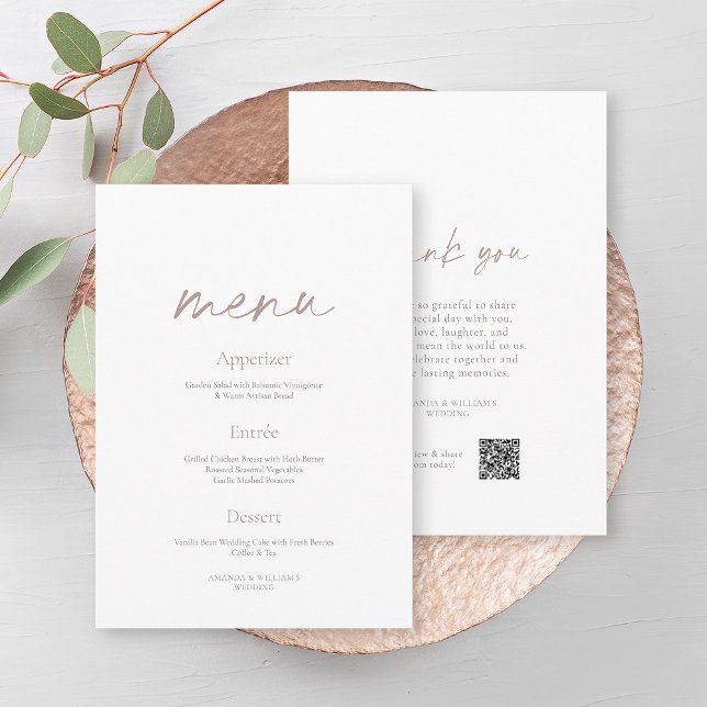 Elegant Minimalist Two-Sided Wedding Menu Einladung (Von Creator hochgeladen)