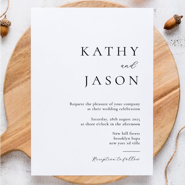 Elegant Minimalist Typography Script Wedding Einladung (Von Creator hochgeladen)