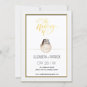 Elegant minimalist, verliebte Eulen Save-the-Date- Einladung