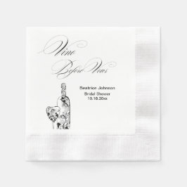 Elegant Minimalist Vino Before Vows Bridal Shower Serviette