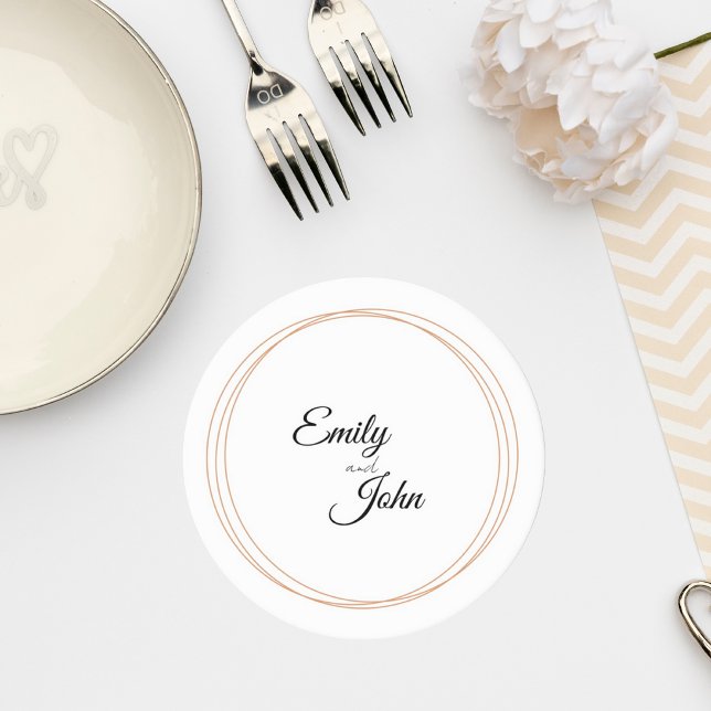 Elegant Minimalist Wedding Coaster Runder Pappuntersetzer (Von Creator hochgeladen)