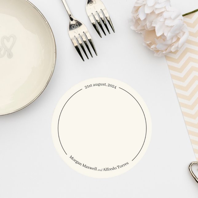 Elegant Minimalist Wedding Coaster Runder Pappuntersetzer (Von Creator hochgeladen)