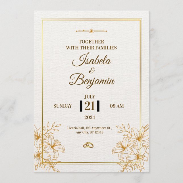 Elegant Minimalist Wedding Invitation | Classic Bl Einladung (Vorderseite)