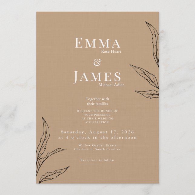 Elegant Minimalist Wedding Invitation | Modern Einladung (Vorderseite)