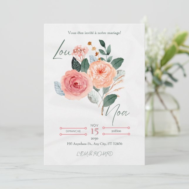Elegant Minimalist Wedding Invitation Save The Date (Stehend Vorderseite)