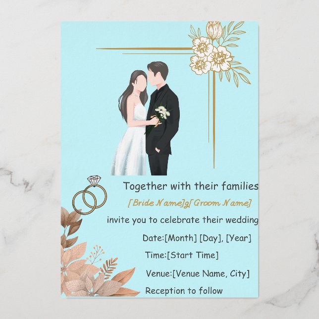 Elegant Minimalist Wedding Invitation Template Folieneinladung (Vorderseite)