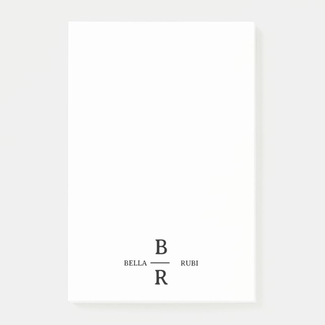 Elegant Minimalist Wedding Monogram Design Post-it Klebezettel (Vorderseite)