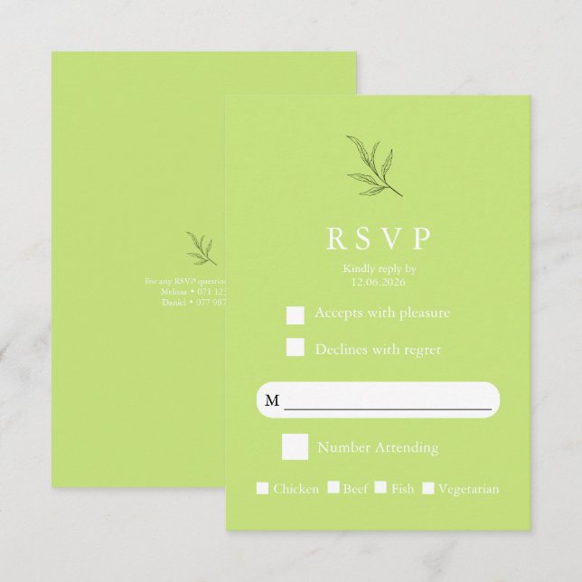 Elegant Minimalist Wedding RSVP Card Modern Simple Karte (Vorne/Hinten)