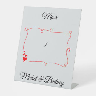 Elegant Minimalist Wedding Table Number Sockelschild