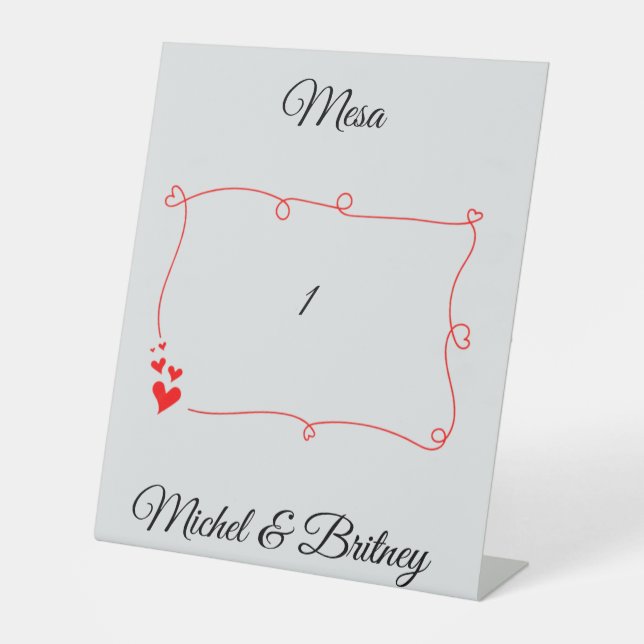 Elegant Minimalist Wedding Table Number Sockelschild (Vorderseite)