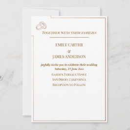 Elegant Minimalist Wedding Template with Rings Einladung