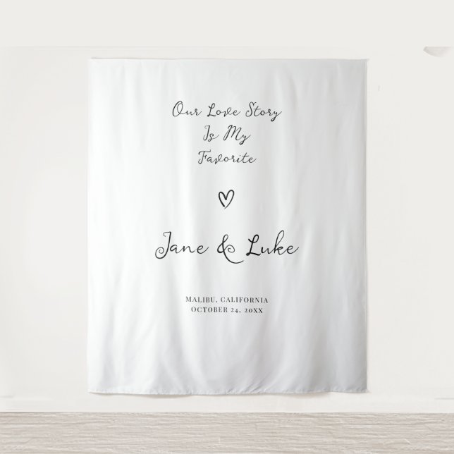 Elegant Minimalist Wedding Welcome Sign - Tapestry Wandteppich (Vorderseite)