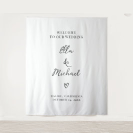 Elegant Minimalist Wedding Welcome Sign - Tapestry Wandteppich