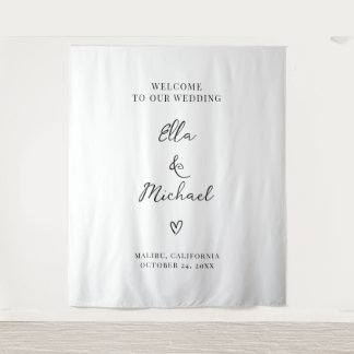 Elegant Minimalist Wedding Welcome Sign - Tapestry Wandteppich