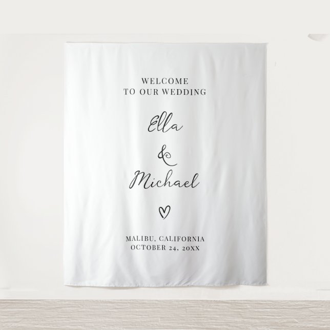 Elegant Minimalist Wedding Welcome Sign - Tapestry Wandteppich (Vorderseite)
