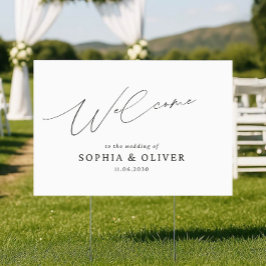 Elegant Minimalist Wedding Welcome Yard Sign Gartenschild