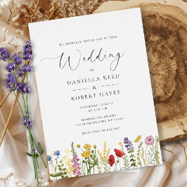 Elegant Minimalist Whimsical Wildflower Wedding Folieneinladung