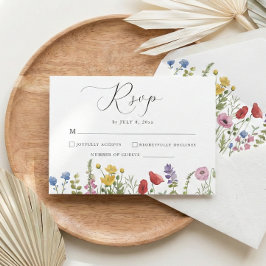 Elegant Minimalist Whimsical Wildflower Wedding RSVP Karte