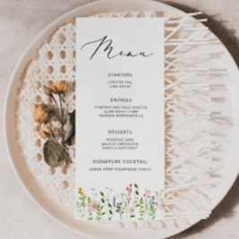 Elegant Minimalist Wildflower Wedding menu Menükarte