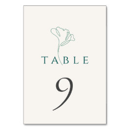Elegant Minimalistic Emerald Wedding Table Number Tischnummer