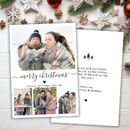 Elegant Minimalistisch 4 Foto Collage Weihnachtsfe Feiertagskarte