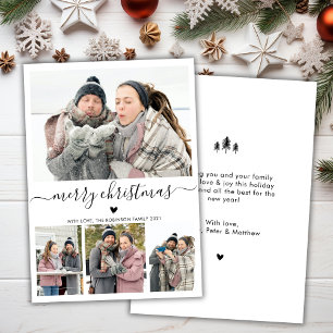 Elegant Minimalistisch 4 Foto Collage Weihnachtsfe Feiertagskarte
