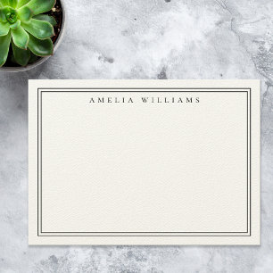 Elegant Minimalistisch Black und Ecru Two Border Mitteilungskarte