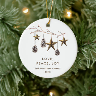 Elegant Minimalistisch Boho Frohe Weihnachtsfeiert Keramik Ornament