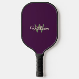 Elegant Minimalistisch Burgundy Green Mit Monogram Pickleball Schläger
