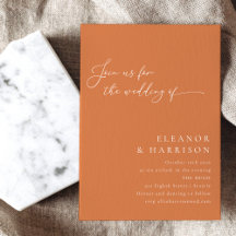 Elegant Minimalistisch Burnt Orange Script Wedding