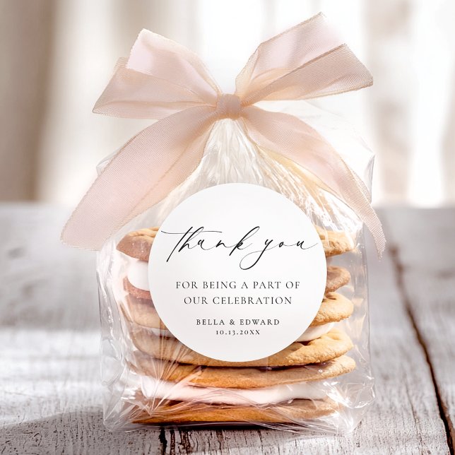 Elegant Minimalistisch Danke Hochzeit Runder Aufkleber (Von Creator hochgeladen)