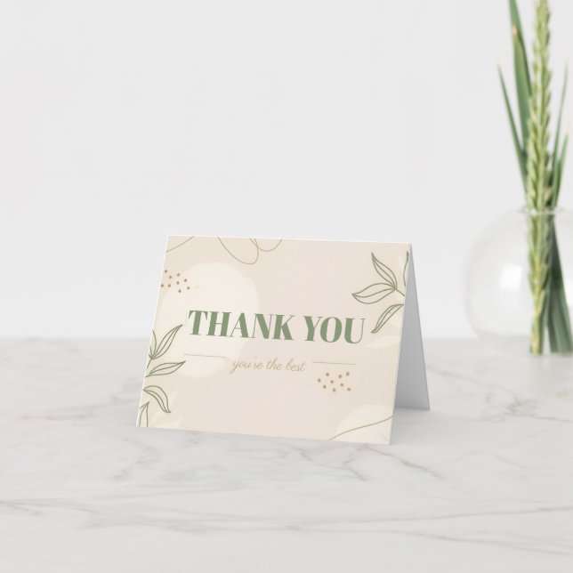 Elegant Minimalistisch Dankeschön Card mit Botanic (Vorderseite)