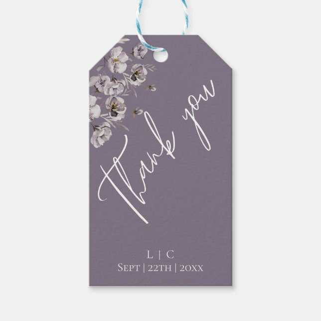 Elegant minimalistisch dunkel lila WasserfarbeViel Geschenkanhänger (Vorderseite)