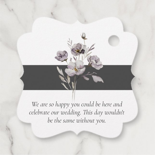 Elegant minimalistisch dunkelgrau, Aquarell Danke Geschenkanhänger (Rückseite)