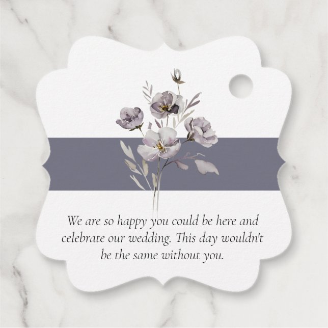 Elegant minimalistisch dunkelgraue AquarellfarbeVi Geschenkanhänger (Rückseite)