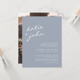 Elegant Minimalistisch Dusty Blue Downsize Wedding Einladung