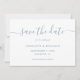 Elegant Minimalistisch Dusty Blue Save the Date