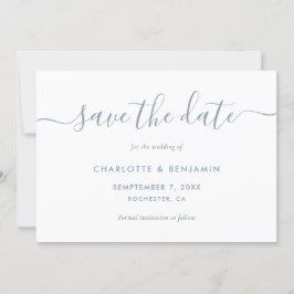 Elegant Minimalistisch Dusty Blue Save the Date