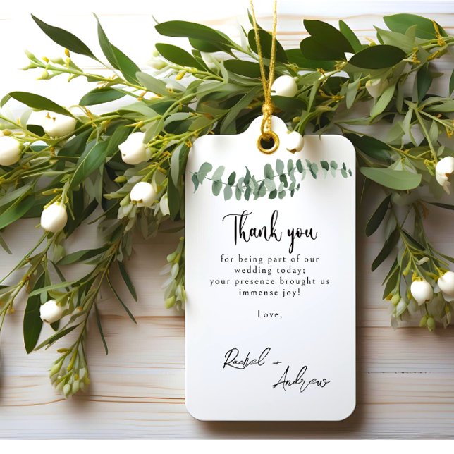 Elegant Minimalistisch Eucalyptus Wedding vielen D Geschenkanhänger (Von Creator hochgeladen)
